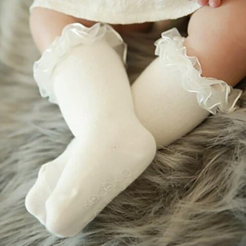 0-4Years Baby Socks With Lace Toddler Girls Knee High Sock Long Soft Cotton Children Socks Girls Princess Socks