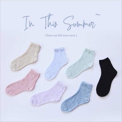 Socks Ladies Kawaii Cute Hollow Star Silver Silk Socks Pure Cotton Japanese Fashion Fresh Candy Color Thin Ladies Short Socks