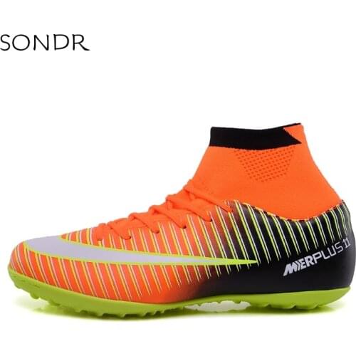 2021 New Kids Boy Girls High Top Broken Nails Long Nail Football Shoes Adult Training Shoes 31-46