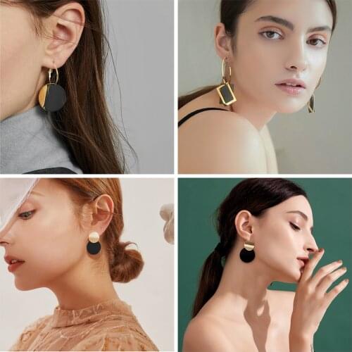 New Korean Black Acrylic Drop Statement Earrings For Women Geomatric Black Frosted Dangle Hanging Earrings 2020 Summer Jewelry