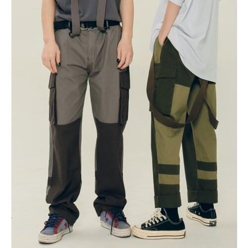 New Hip Hop Cargo Overalls Men Patchwork Jumpsuit Loose Fashion Large Pocket Mens Vintage Overalls Trousers Working Uniforms