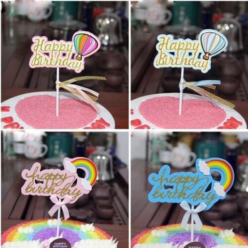 New Rainbow Happy Birthday Cake Topper Gold Birthday Cake Topper Supplies for Kids Birthday Party Cake Decorations Baby Shower