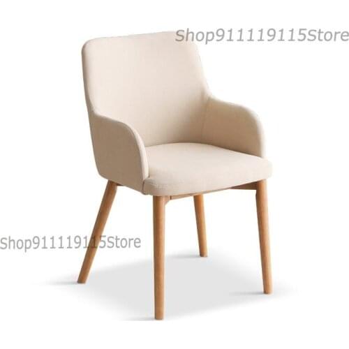 Solid Wood Dining Chair Simple Modern Leisure Chair Beech Armchair Nordic Desk Chair Single Armchair
