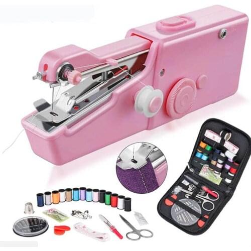 Portable Hand Sewing Mini Machine Household handheld Sewing Machine Electric Stitch Needlework Set for DIY Clothes Stitchin