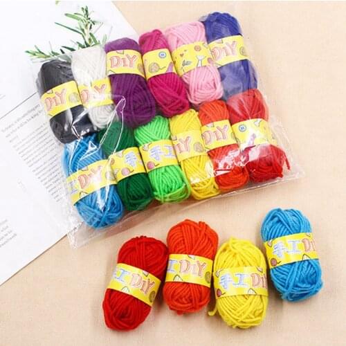 12PCS Multi-color Wool Ball Yarn for Kids Hand Knitting Wool Toys Child Art Yarn Paste Painting Handmade Material Making Tools