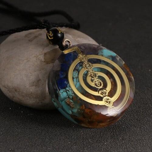 Reiki Healing Orgone Jewelry Fashion Yoga Colorful Chips Stone Natural Chakra Energy Orgonite Pendant Necklace Pendulum Amulet