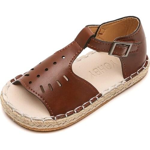 2021 Summer New Sandals Girls Solid Baby Shoes Kids Hollow Beach Shoes Casual Straw Sandals Fashion Breathable Flats Hot