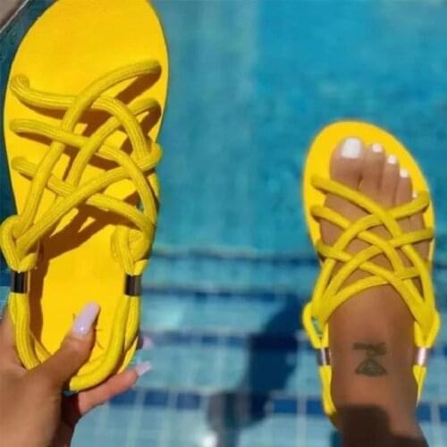Women Sandals Weave Summer Shoes Women Candy Color Flats Sandals Chaussure Femme Beach Women Slippers Casual Summer Sandals