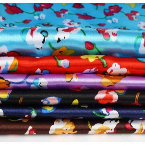 Sewing Satin Fabric Floral Print Cosplay Tissue Craft Material Polyester Silky Sateen Sewing Decoration Fabric Fashion