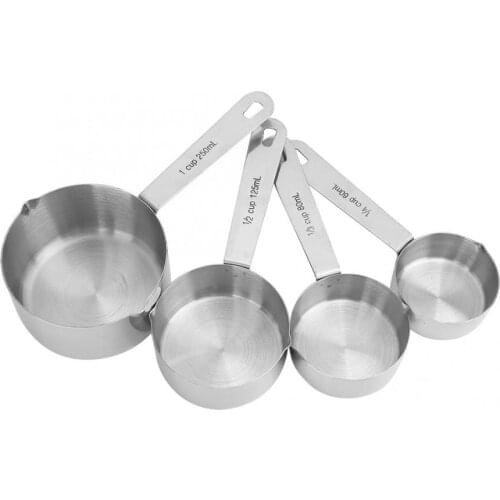 4Pcs/set Stainless Steel Measuring Cups Spoons Tableware Kitchen Baking Tools Kitchen Measuring Tool
