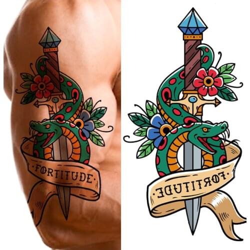 Elephant Snake Totem Half Arm Tattoo Applique Arm Fake Tattoo Temporary Tatoo for Men and Women Flower Body Art Tattoo Stickers