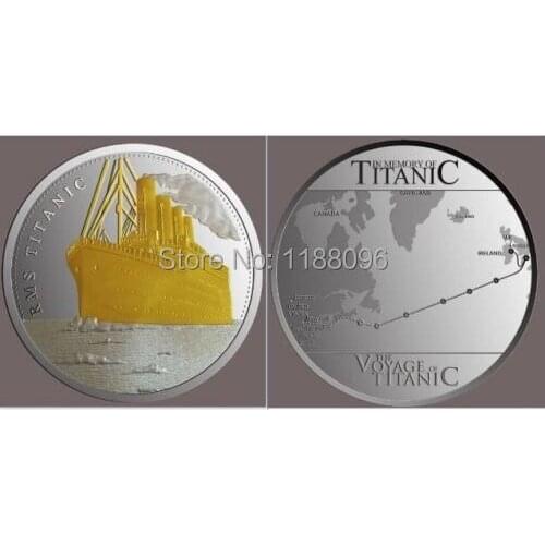 Custom made R.M.S TITANIC Finished In 24k GOLD coins cheap custom Fine Silver Coin Ship medals coins new popular both side coin