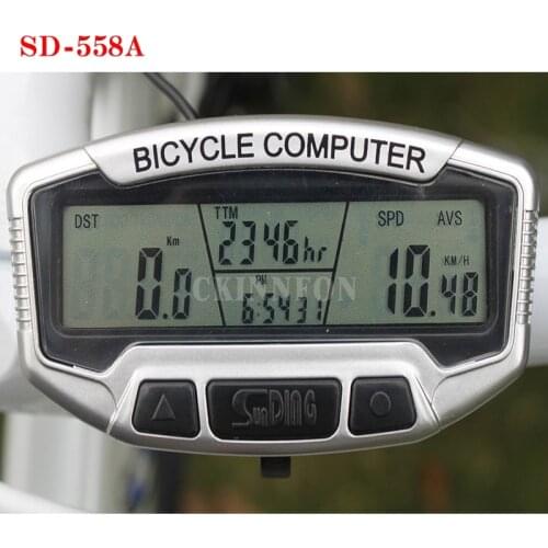 100Pcs/Lot Odometer Waterproof Cycle Bicycle Computer Speed Meter SD-558A Clock Stopwatch LCD Blue Cold Luminous