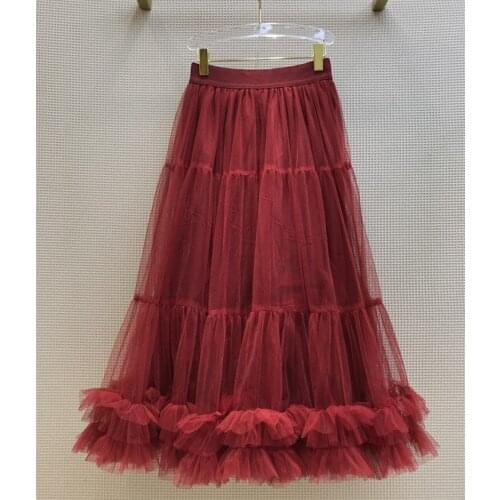 2021 Autumn New Designer womens sweet Skirts High quality women elegant mesh skirt C390