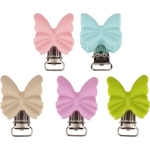 10Pcs Butterfly Shaped Nipple Holder Baby Nursing Pacifier Chain Accessories BPA Free Teething Silicone Pacifier Clips