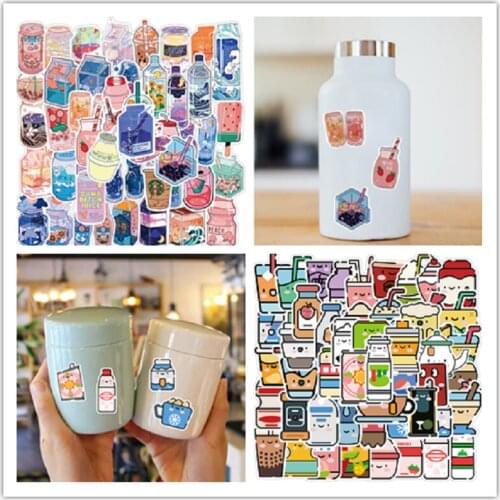 100Pcs Ins Flavor Drink Bottle Cartoon Stickers DIY Notebook Water Cup Car Stickers