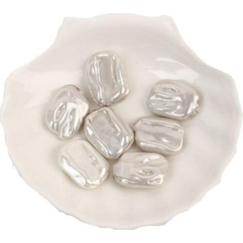 18x24MM 10Pcs Baroque Irregular Rectangle White Imitation Shell Pearl Charms Ear Pendants Beads Diy Jewelry Making Findings