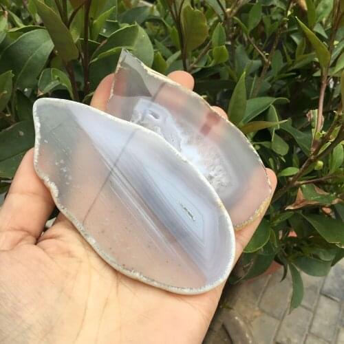 2pcs Natural White Agate Slice Grey Gemstones Specimen Healing Quartz Crystal Coaster For Chakra Gifts Or Home Decoration