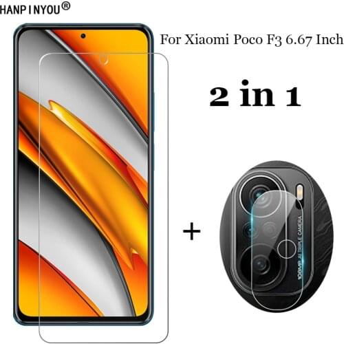 2-in-1 For Xiaomi Poco F3 6.67" Camera Lens Protection Film + Front Tempered Glass Screen Protector