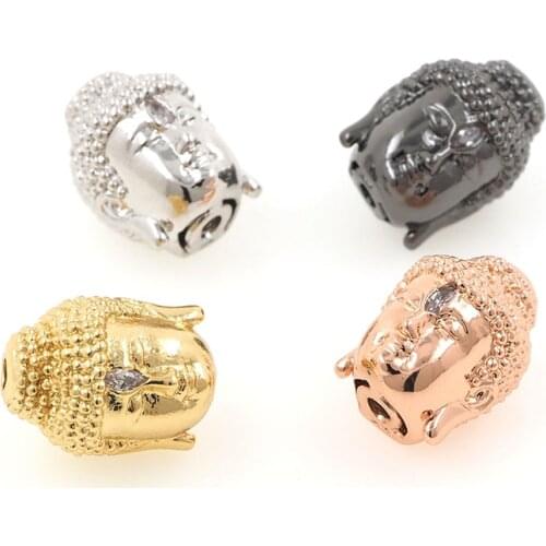 3D Buddha Head Spacer Beads Copper Buddha Charms for DIY Bracelets Necklaces Jewerly Making 14x10x10MM