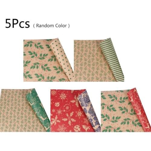 5pc Christmas Wrapping Paper Roll Kraft Gift Wrapping Paper Kraft Paper Gift Bag