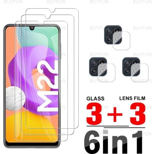 6in1 Screen Protector Glass For Samsung Galaxy M22 6.4'' Tempered Protective Glass for galaxy M 22 M22 SM-M225F Camera Lens Glas