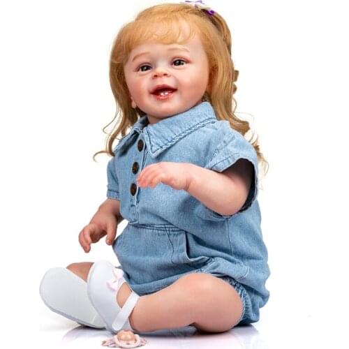 60cm/23in Reborns Dolls Baby Girl Doll Nurturing Doll Realistic Handmade Soft Body with Blonde Rooted Hair Popular Gift