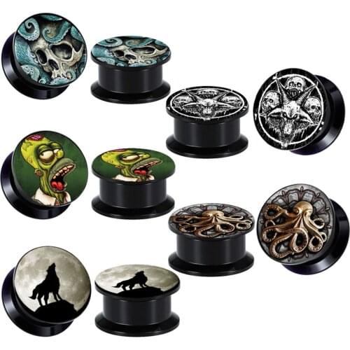 Acrylic Ear Plugs Tunnels Gauges Stretcher Piercings Body Piercing Expander Black Screw Ear Flesh tunnel 00g gauges earrings