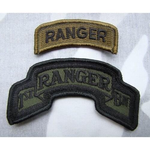 US ARMY 1ST BN RANGER TABS - 2 PIECES ACU PATCH GREEN OD COLOUR Military Store