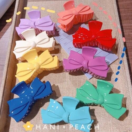 Free shipping candy color bow hair claw for women girls hairpins ladys basic hairclips Hair accessories