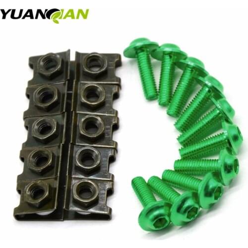 10x 6mm Fairing Body Work Bolts Spire Speed Fastener Clips Screw Spring Nuts for KAWASAKI z800 NINJA 300R Z750 Z800/E version