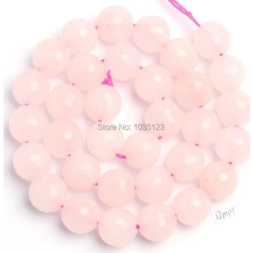 High Quality 12mm Pretty Natural Pink Jades Faceted Round Shape DIY Gems Loose Beads Strand 15" Jewelry Making w1650