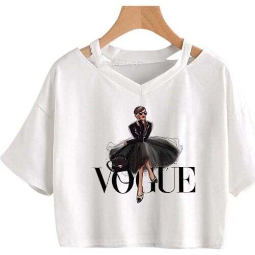 Camisetas Verano Mujer 2020 Crop Tops V-neck princess printed T Shirt Short sleeve Harajuku Female T-shirt Leisure Aesthetic Tee