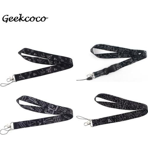 J2078 Black Mathematics Chemistry Keychain Phone Lanyard Strap Neck Lanyards ID Card Holder Keys Teacher Student Gift