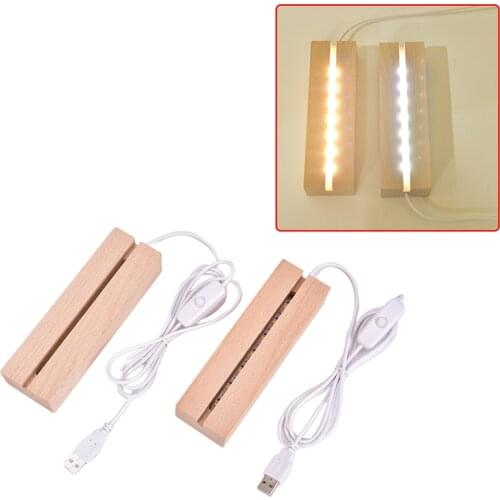 Wooden Led Lamp Base USB Cable Switch Night Light 3D Led Night Lamp Base