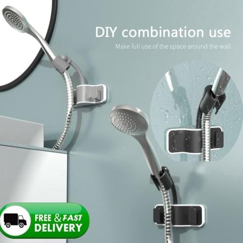 360° Shower Head Holder Adjustable Self-Adhesive Showerhead Bracket Wall Mount With 1 Hook Stand SPA Bathroom Universal ABS 1pc