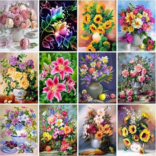 DIY Flower 5D Diamond Painting Full Round Drill Rhinestone Landscape Diamond Embroidery Cross Stitch Kits Home Decor Wall Art