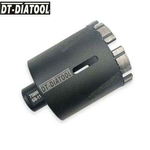 DT-DIATOOL 1pc 75mm Laser Welded Diamond Dry Drilling Core Bits 5/8-11 thread Side Protection Drill Hole Saw for Hard Granite