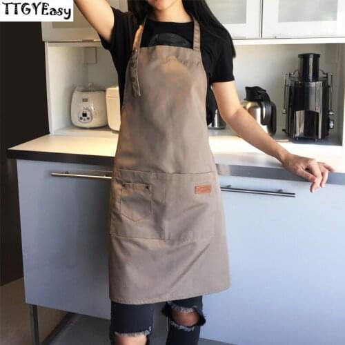 Canvas Apron Outsides BBQ Senior Green Bib Kitchen Cleaning Apron for Women Men Cooking Restaurant Waitress Custom Print Logo