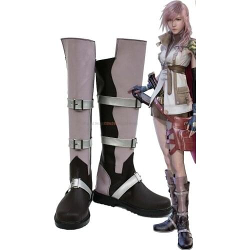 FF13 Lightning Boots Cosplay Final Fantasy XIII Lightning Cosplay Shoes Long Boots Custom Made