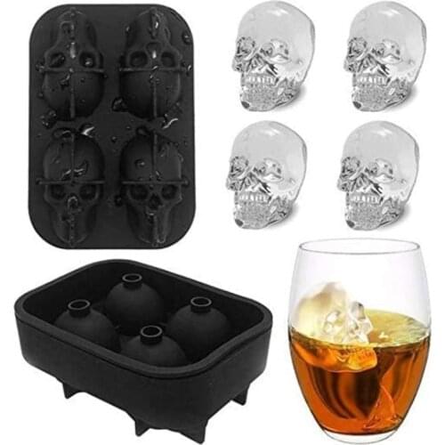 Ice Cube Maker Skull Shape Chocolate Mould Tray Ice Cream DIY Tool Whiskey Wine Cocktail Ice Cube 3D Silicone Mold