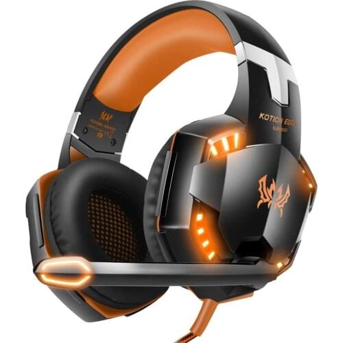 G2000 Gaming Headset, Surround Stereo Gaming Headphones with Noise Cancelling Mic, LED Light Soft Memory Earmuffs for PC Mobilel