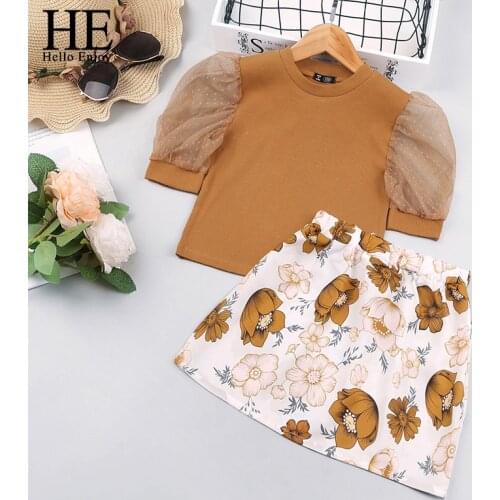 HE Hello Enjoy Girls Casual Clothing Sets 2020 New Summer Cotton Sleeveless White Shirt + Shorts 2pcs Outfits Kids Star Suits