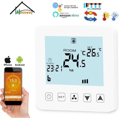 HESSWAY TUYA 4P&2P cooling heating temp raumthermostat wifi for hysteresis 1degree with Amazon Alexa and Google Home