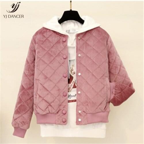 Cotton Clothing Female Winter Coat 2018 Fashion New High quality Loose Slim Thick gold Velvet Warm Cotton Clothing H0113