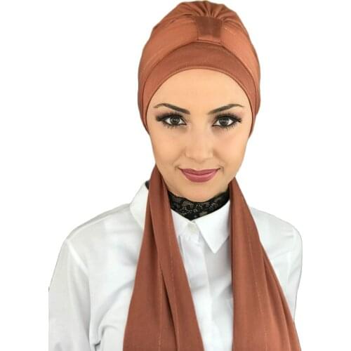 Islamic Fashion Muslim Hijab Lady Hijab 2021 Trend Scarf Ready Shawl Scarf Buckle Hat Tile Bone Hijab Scarf Bone