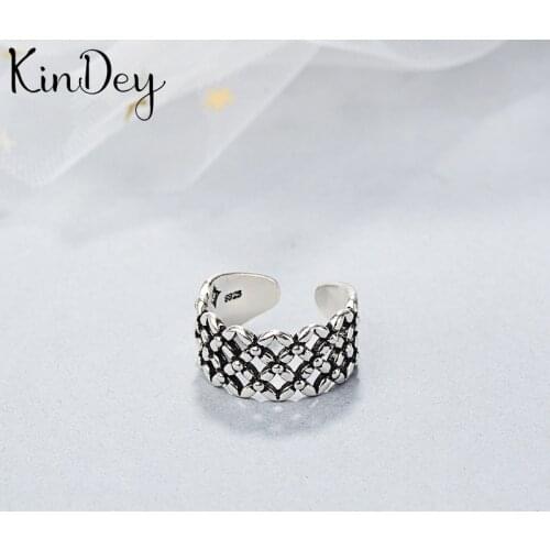 Kindey Exaggerated Personality Silver Color Hollow Rings For Women Wedding Jewelry Adjustable Antique Finger Ring Anillos