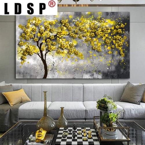 LDSP Golden Yellow Tree Picture Wall Poster Modern Style Canvas Print Painting Art Aisle Living Room Unique Home Decoration