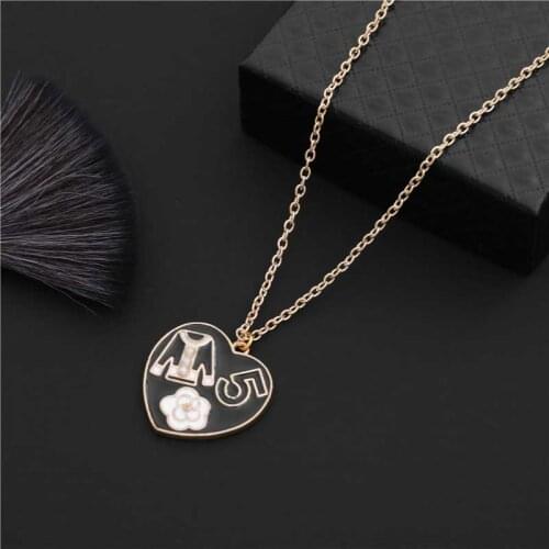 Small fragrance drip oil 5 word rose clothes necklace Letter flower combination girl party necklace