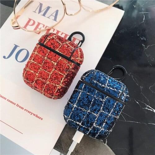 Cute sexy glitter sequins bling hard protection Wireless Earphone Charging case for AirPods 1 2 Bluetooth Headset cover